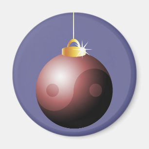 Aimant Bal de Noël de Yin Yang en rouge