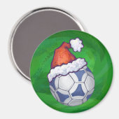 Aimant Bal de soccer bleu et blanc sur vert (Recto/Verso)