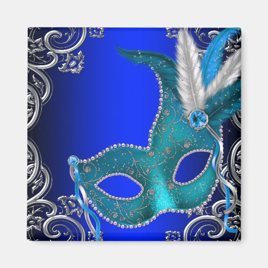 Aimant Bal masqué bleu royal (Devant)