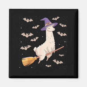 Aimant Balai de sorcière drôle Amoureux de lama Spooky