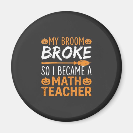 Aimant Balai d'Halloween de professeur de maths drôle (Devant)