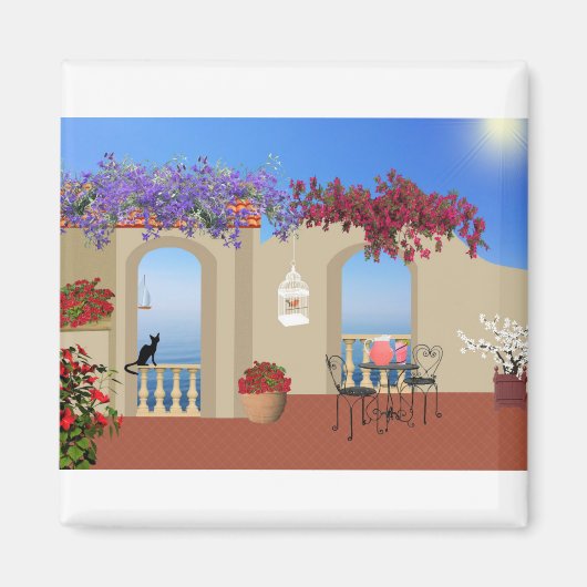 Aimant Balcon À L'Extérieur Fleurs Table Tranquillité Bor (Devant)