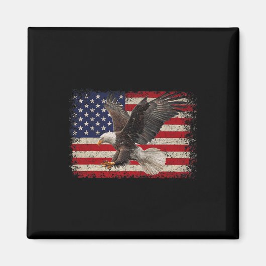 Aimant Bald Eagle 4 juillet Américain Drapeau Eagle Pat (Devant)