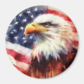 Aimant Bald Eagle avec drapeau des États-Unis d'Amérique (Devant)