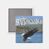 Aimant Bald Eagle Diving - Parc national de Yellowstone (Recto/Verso)