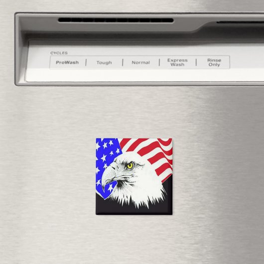 Aimant Bald Eagle et drapeau américain (In Situ (Lave-vaisselle))