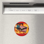 Aimant Bald Eagle & US Flag Collection patriotique (In Situ (Lave-vaisselle))