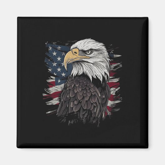 Aimant Bald Eagle USA Drapeau américain Patriotic Graphis (Devant)