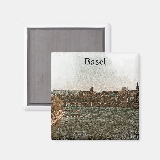 Aimant Bâle, Suisse Europe Vue panoramique (Recto/Verso)