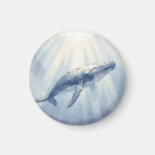 Aimant Baleine à bosse aquarelle océan