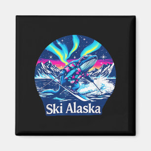 Aimant Baleine profitant du ski dans l'aventure en Alaska