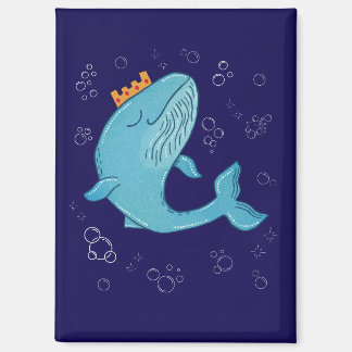 Aimant Baleine Roi avec Couronne | Art Populaire Océaniqu