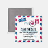 Aimant Bali Air Mail Mariage Enregistrer la date (Recto/Verso)