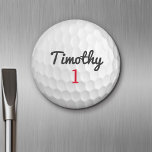 Aimant Ball de golf Dimples avec nom noir Numéro rouge<br><div class="desc">Un motif sportif et masculin pour les garçons et les garçons de votre famille.Ce design sportif est parfait pour tout athlète. On dirait une photo d'une boule d'or. Vous pouvez l'utiliser comme une faveur Joyeuse Anniversaire et inclure le nombre d'années dans la zone de numéro.</div>
