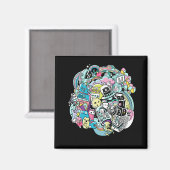 Aimant Ball of Cartoon Robots (Recto/Verso)