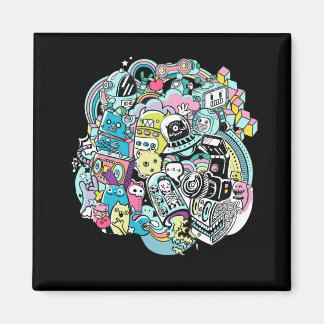 Aimant Ball of Cartoon Robots