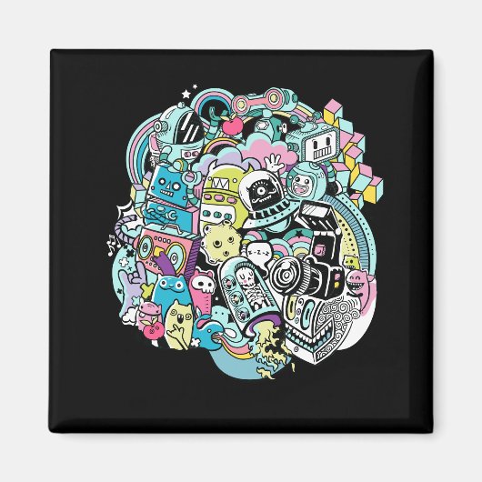 Aimant Ball of Cartoon Robots (Devant)