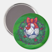 Aimant Balle de football festive blanche et bleue sur fon (Recto/Verso)