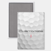 Aimant Balle de golf blanche texturée avec nom et numéro (Recto/Verso)