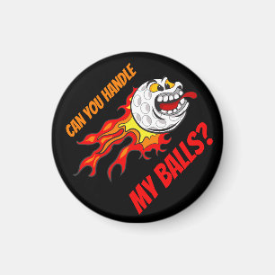 Aimant Balle de golf en flammes, noir