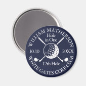 Aimant Balle de golf et clubs bleu marine pour un trou en (Recto/Verso)