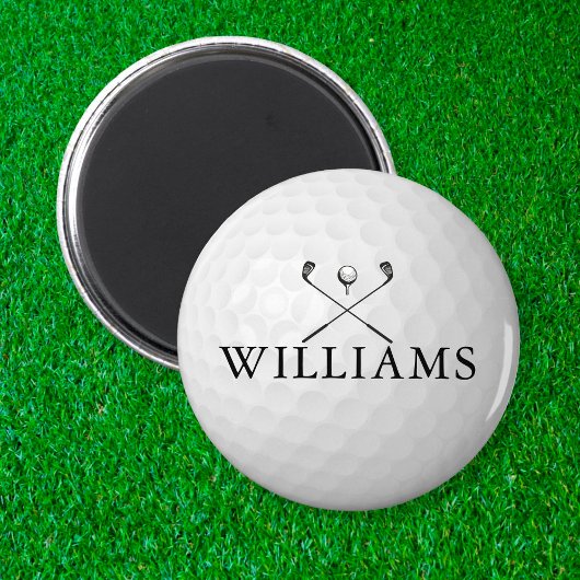 Aimant Balle de Golf et Clubs Personnalisés au Nom