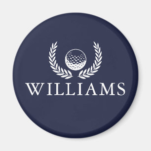 Aimant Balle de Golf Et Couronne Nom Personnalisé Bleu Ma