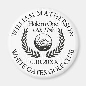 Aimant Balle de golf et couronne personnalisée Hole in On (Devant)