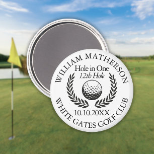 Aimant Balle de golf et couronne personnalisée Hole in On