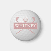 Aimant Balle de Golf Rose Poussiéreuse Nom Personnalisé (Devant)