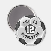 Aimant Balle de sport de football noir et blanc (Recto/Verso)