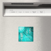 Aimant Balle Disco turquoise et micro rétro 55e anniversa (In Situ (Lave-vaisselle))