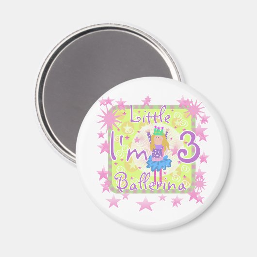 Aimant Ballerina 3e Anniversaire Tshirts et cadeaux (Recto/Verso)