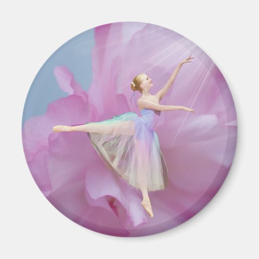 Aimant Ballerina en rose et bleu (Devant)
