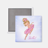 Aimant Ballerina Girl Rose, Violet Jolie Ballet (Recto/Verso)