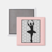 Aimant Ballerina Silhouette sur un Motif de mandala du co (Recto/Verso)