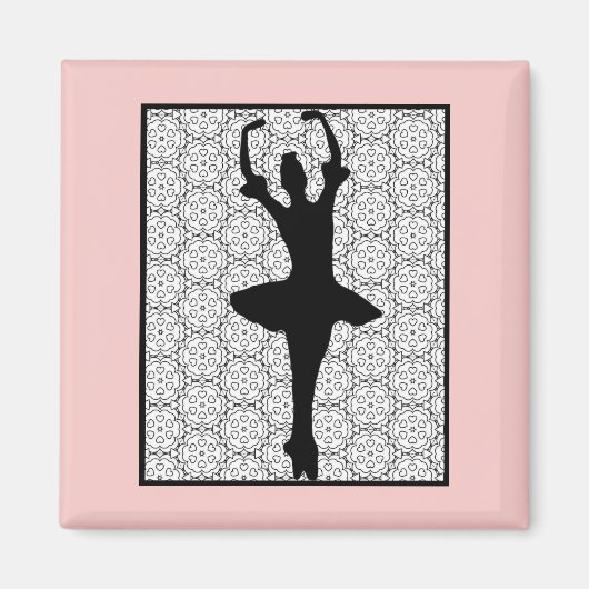 Aimant Ballerina Silhouette sur un Motif de mandala du co (Devant)
