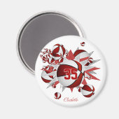 Aimant balles de basket rouge stars acheter 1 ou acheter  (Recto/Verso)