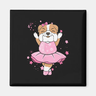 Aimant Ballett de chien de chien de chien rose Ballerina