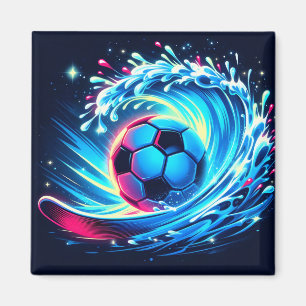 Aimant Ballon de football futuriste sur l'océan surf