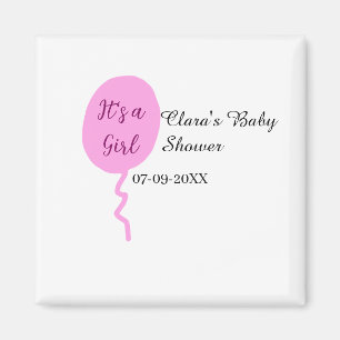 Aimant Ballon rose c'est une fille baby shower ajouter no