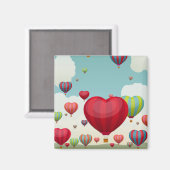 Aimant Ballons à air chaud en forme de coeur (Recto/Verso)