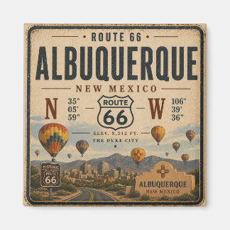 Aimant Ballons à Air Chaud Route 66 Albuquerque Art Vinta