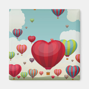Aimant Ballons à air chauds en forme de coeur