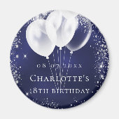 Aimant Ballons bleu marine argent pour anniversaire (Devant)