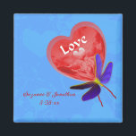 Aimant Ballons Coeur mignon Mariage personnalisé<br><div class="desc">Ballon en forme de coeur rouge et joli papillon avec le mot Amour enregistrer la date mariage faire-part ou favoriser aimant. Remplissez vos informations dans le modèle. Apportez plus de modifications à la taille, au style et à la couleur du texte et de la police en cliquant sur Personnaliser. Ce...</div>