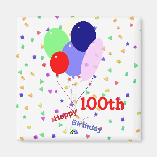 Aimant Ballons colorés du 100e anniversaire (Devant)