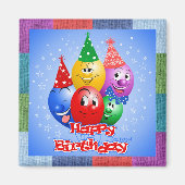 Aimant Ballons d'anniversaire joyeux (Devant)