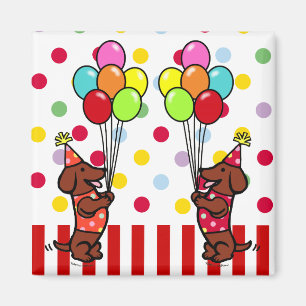 Aimant Ballons de bande dessinée d'anniversaire de tecke