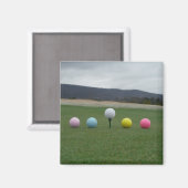 Aimant Ballons de golf JAUNE, ROSE, BLEU ET BLANC (Recto/Verso)